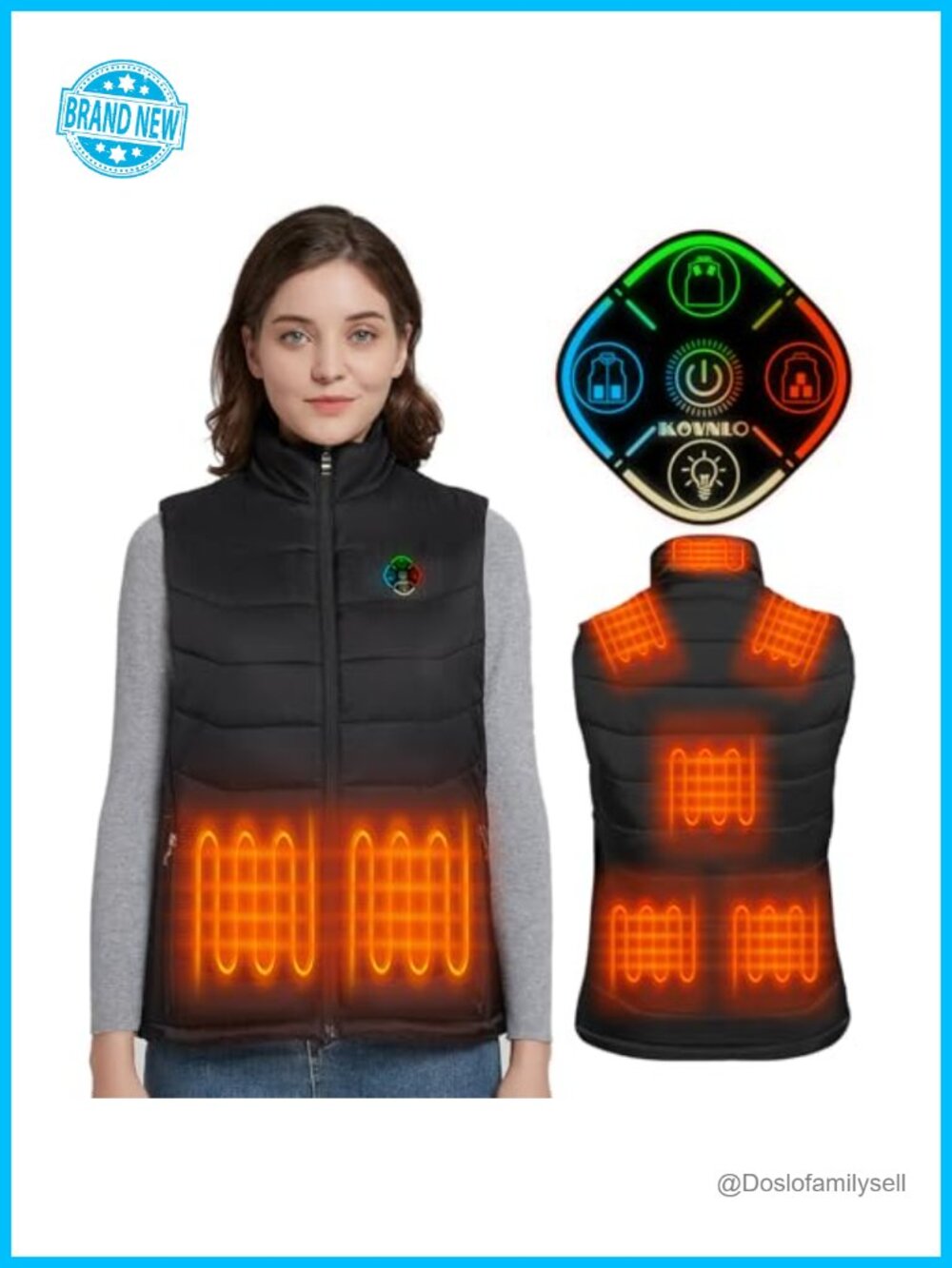 KOVNLO Heated Vest 5-in-1 Smart Controller Nylon Work Utility Outerwear